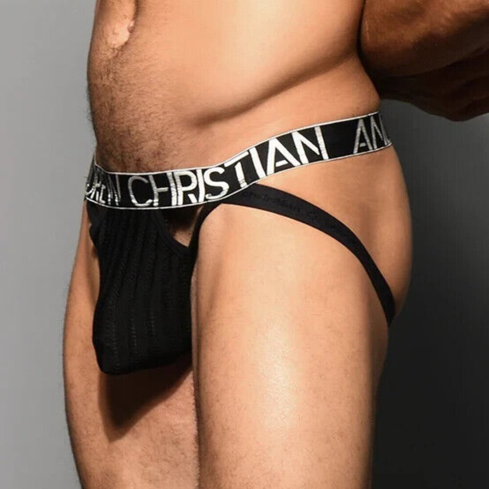 Andrew Christian Midnight Mesh Jock - Black Size Large